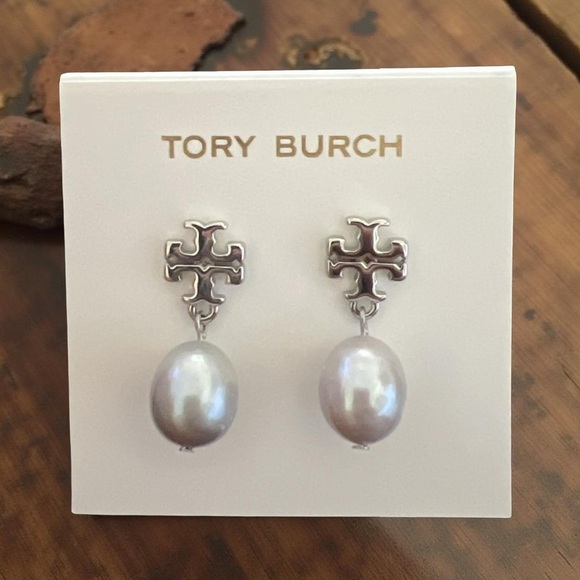 TORY BURCH • Silver Kira Pearl Drop Earrings - Picture 6 of 6